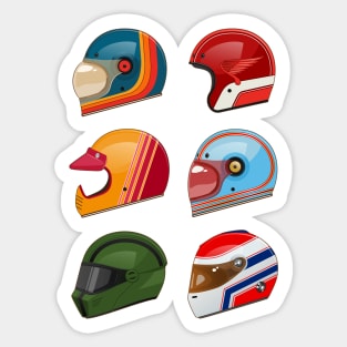 Cool Vintage Motorbike Helmets Sticker